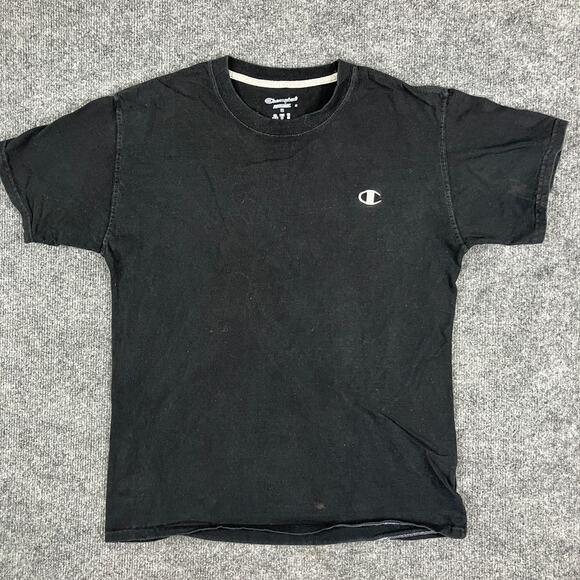 Champion T-Shirt Mens Size M Black Short Sleeve Logo Tee Athletic Casual Cotton - Picture 1 of 7